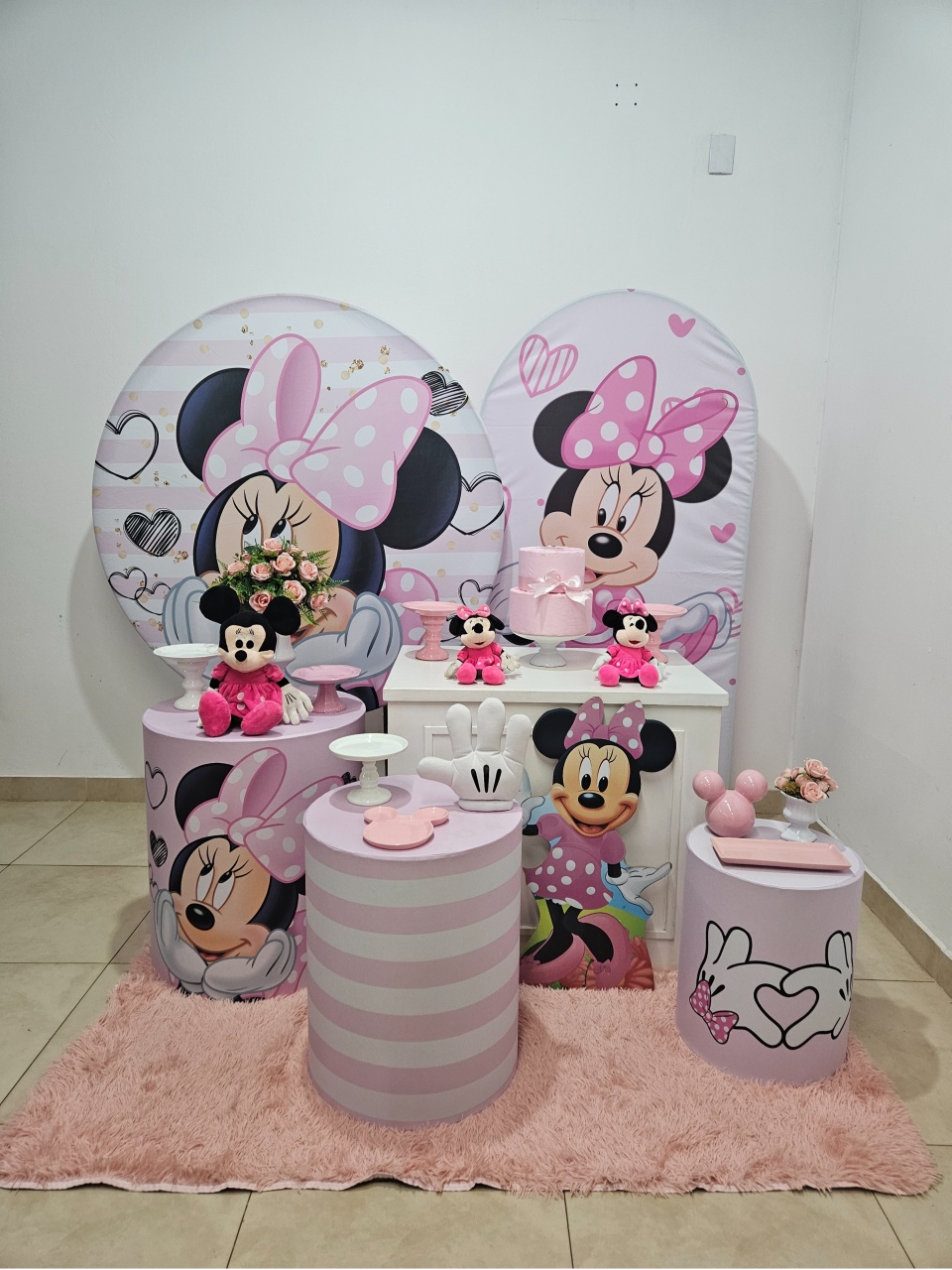 Kit Festa Facil G - Minnie Rosa 1 Painel Lateral Minnie - DecorFest