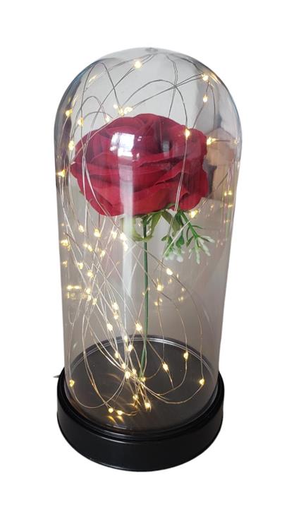 Cupula Rosa Vermelha E Led - A Bela E A Fera - DecorFest