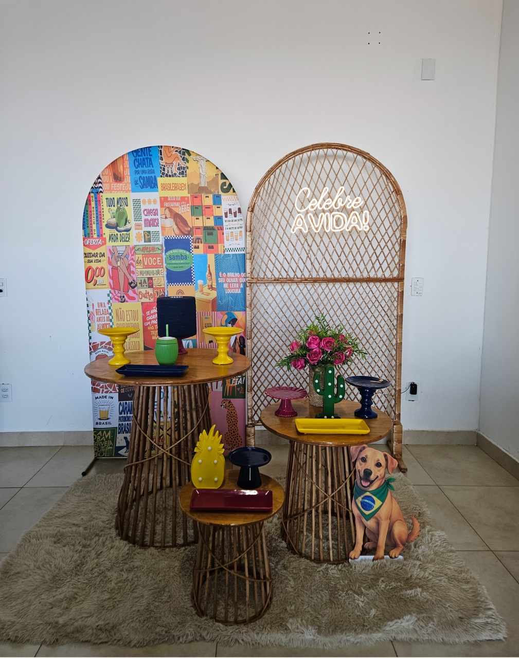Kit - Brasilidades Painel E Mesas Vime - DecorFest