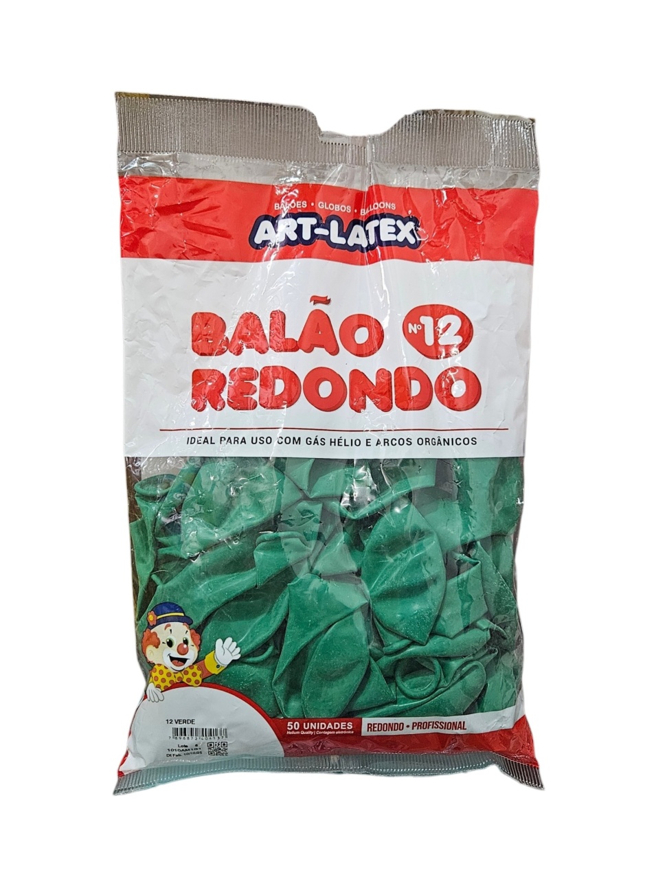 Balão Art-Latex 12" - Verde Com 50 Unidades - DecorFest