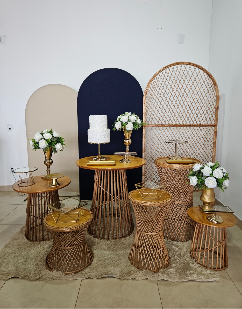 Kit - Azul Marinho E Vime - DecorFest
