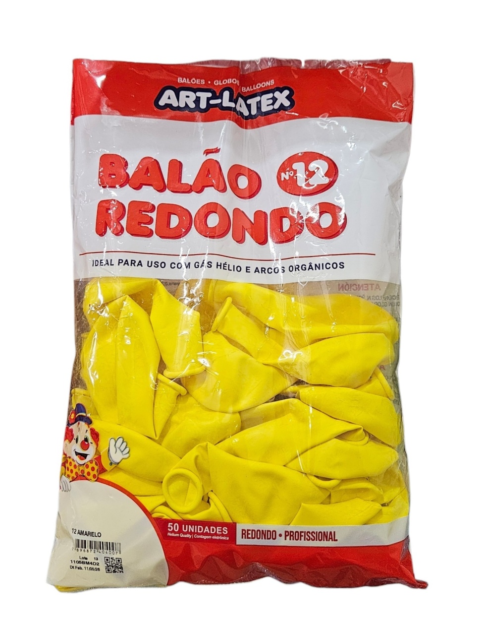 Balão Art-Latex 12" - Amarelo Com 50 Unidades - DecorFest