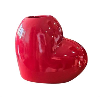 Vaso de Coração Vermelho Louça - DecorFest