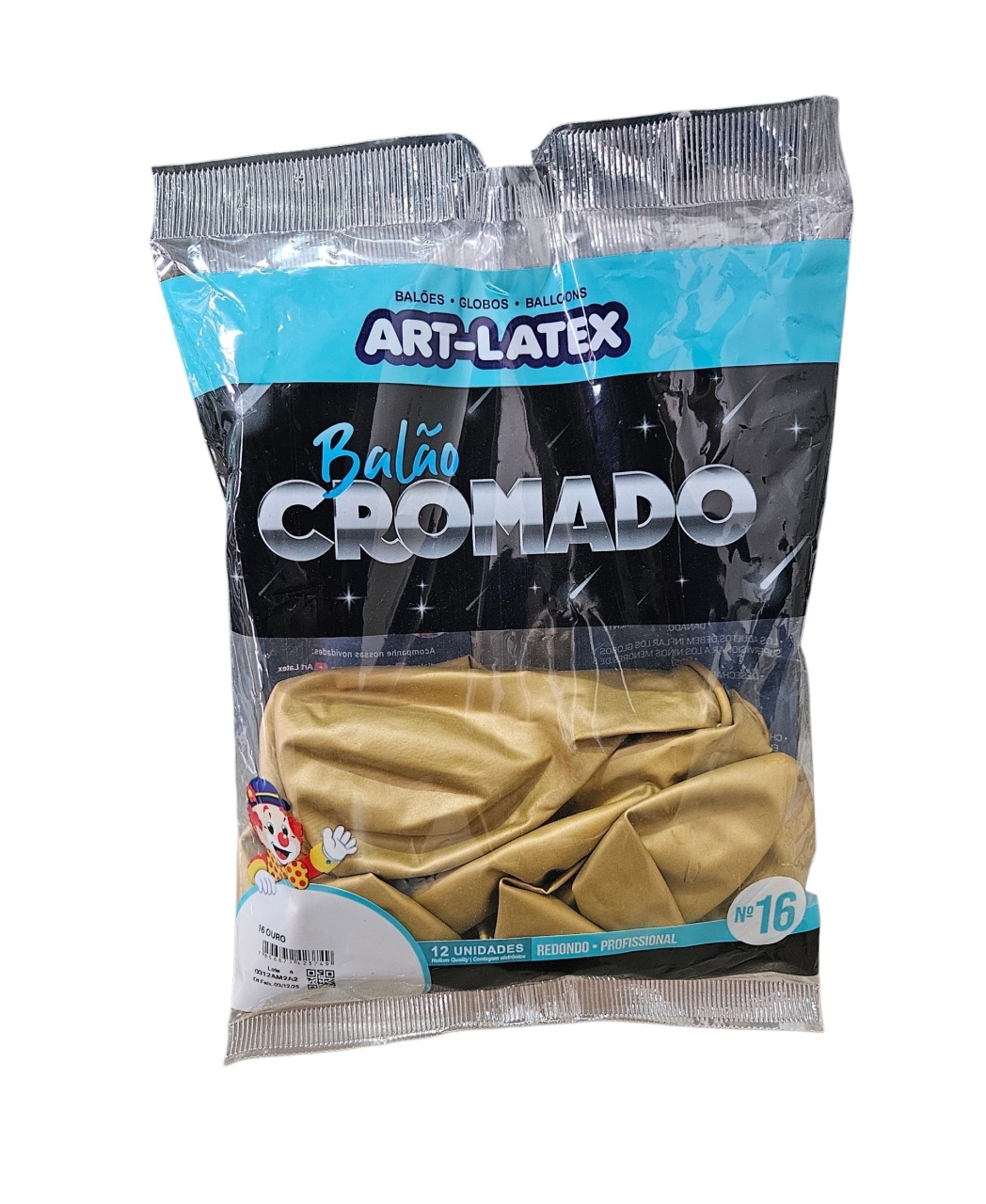 Balão Art-Latex 16" - Dourado Cromado Com 12 Unidades - DecorFest