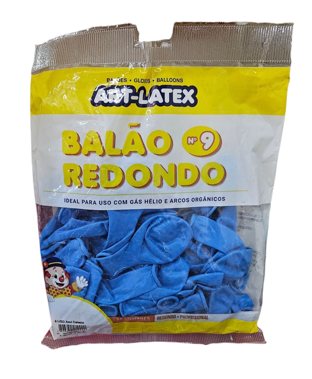 Balão Art-Latex 9" - Azul Celeste Com 50 Unidades - DecorFest