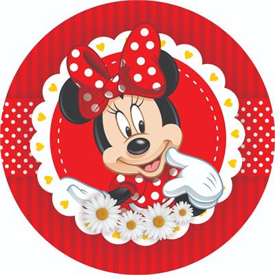 Painel Redondo Minnie Vermelha - DecorFest