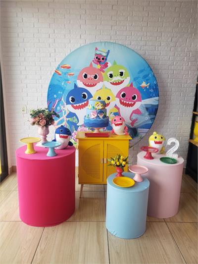 Kit Festa Facil M - Baby Shark Rosa - DecorFest