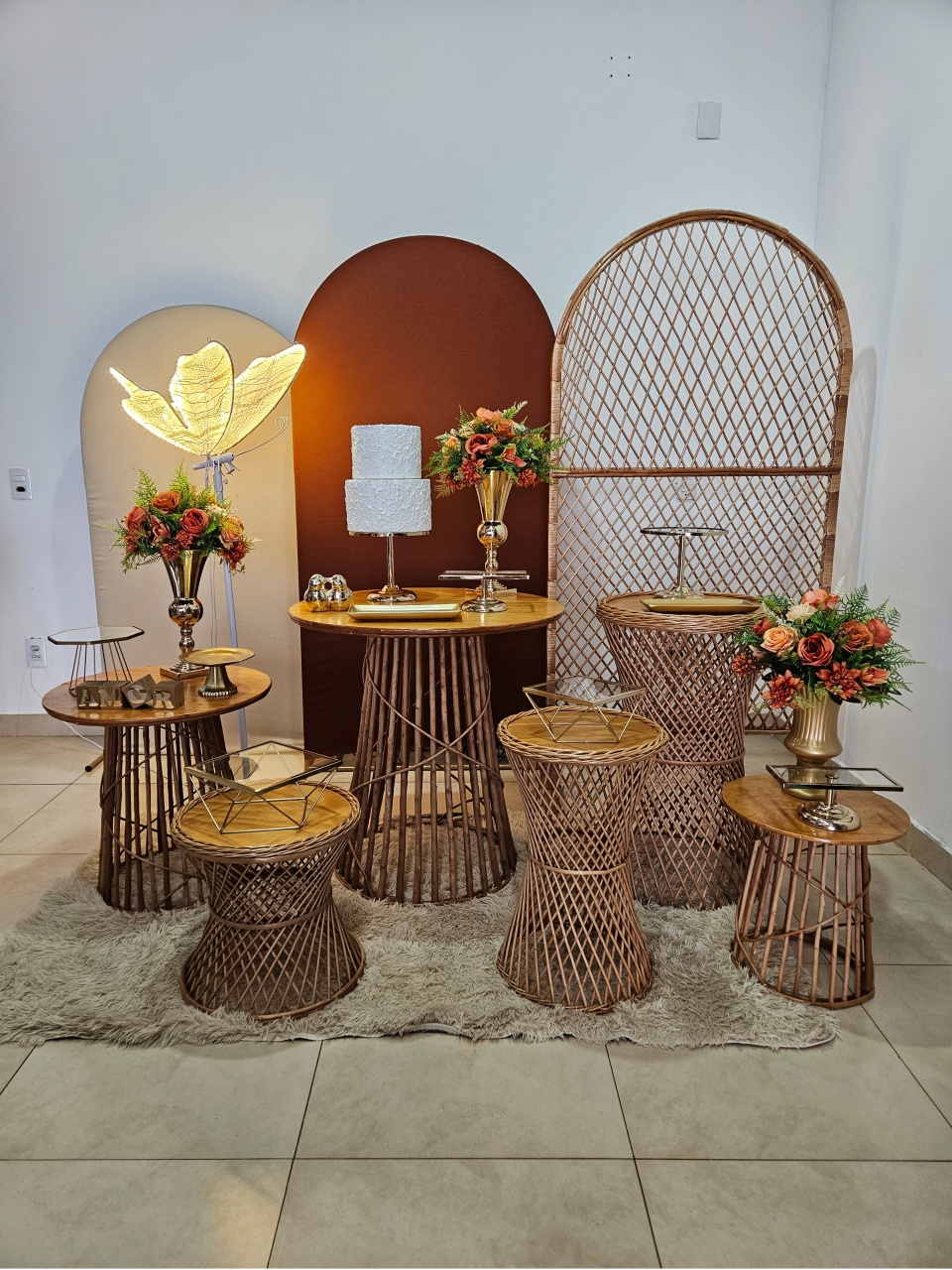 Kit Casamento/Noivado - Terracota E Vime Com Borboleta - DecorFest