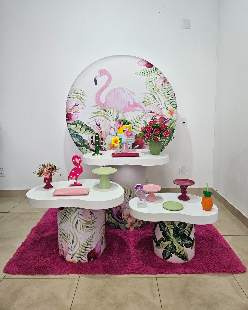 Kit Festa Facil P - Mesas Organicas - Flamingo - DecorFest