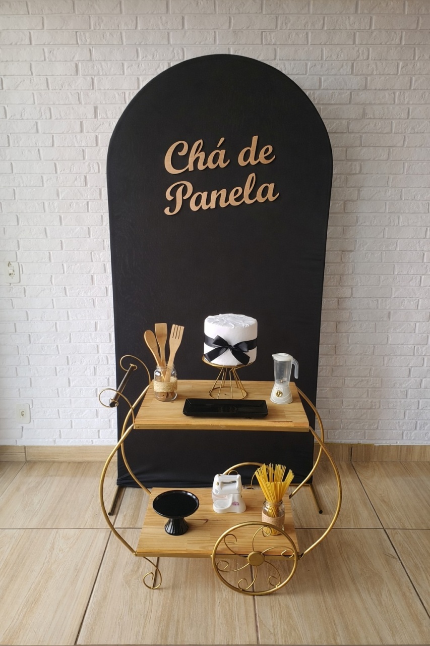 Kit Chá de Cozinha - Preto Com Carrinho - DecorFest