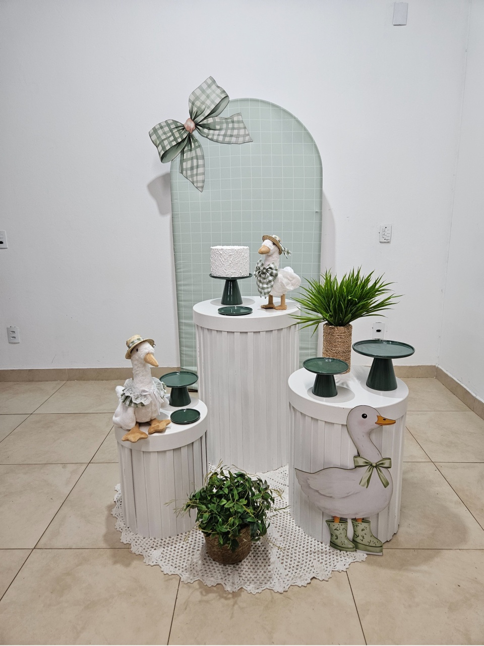 Kit Chá de Bebê P - Branco E Verde - DecorFest