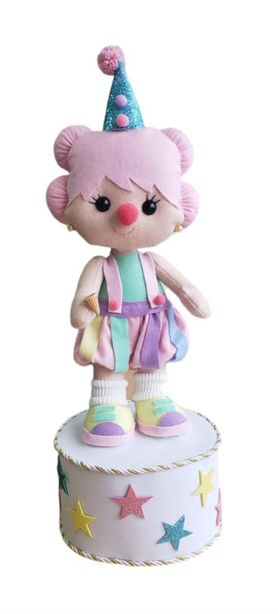 Boneco Palhaça Cabelo Rosa - Circo Rosa - DecorFest
