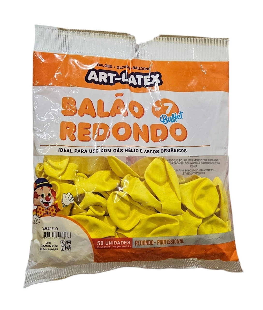 Balão Art-Latex 7" - Amarelo Com 50 Unidades - DecorFest