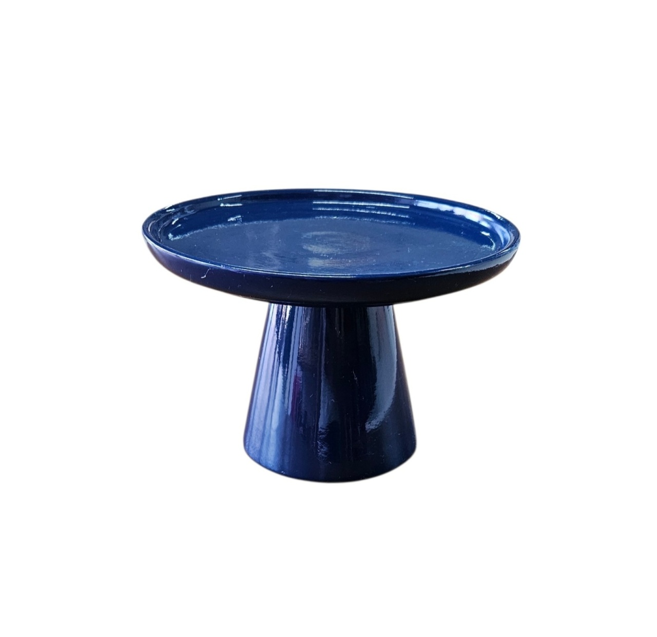 Bandeja Azul Marinho Itália Redonda Alta P Louça - DecorFest