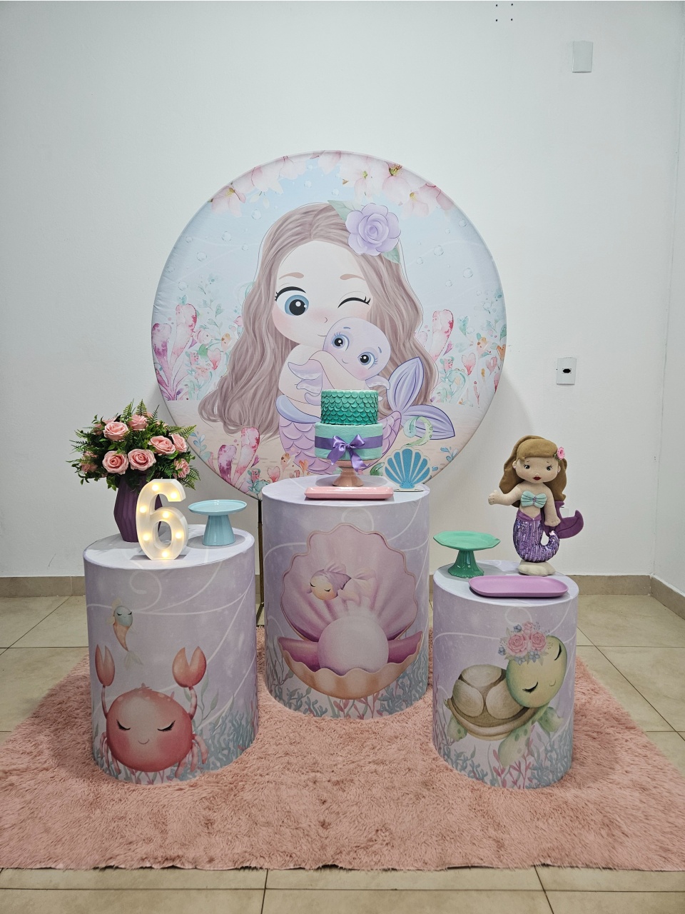 Kit Festa Facil P - Sereia Cute - DecorFest