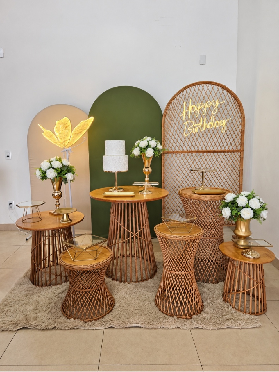 Kit - Verde Oliva E Vime Com Borboleta - DecorFest