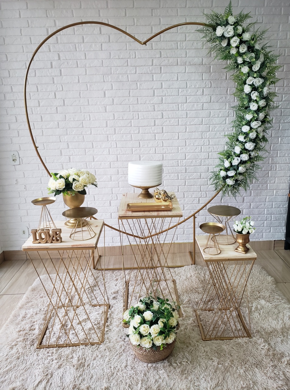 Kit Casamento/Noivado Coração - Dourado - DecorFest