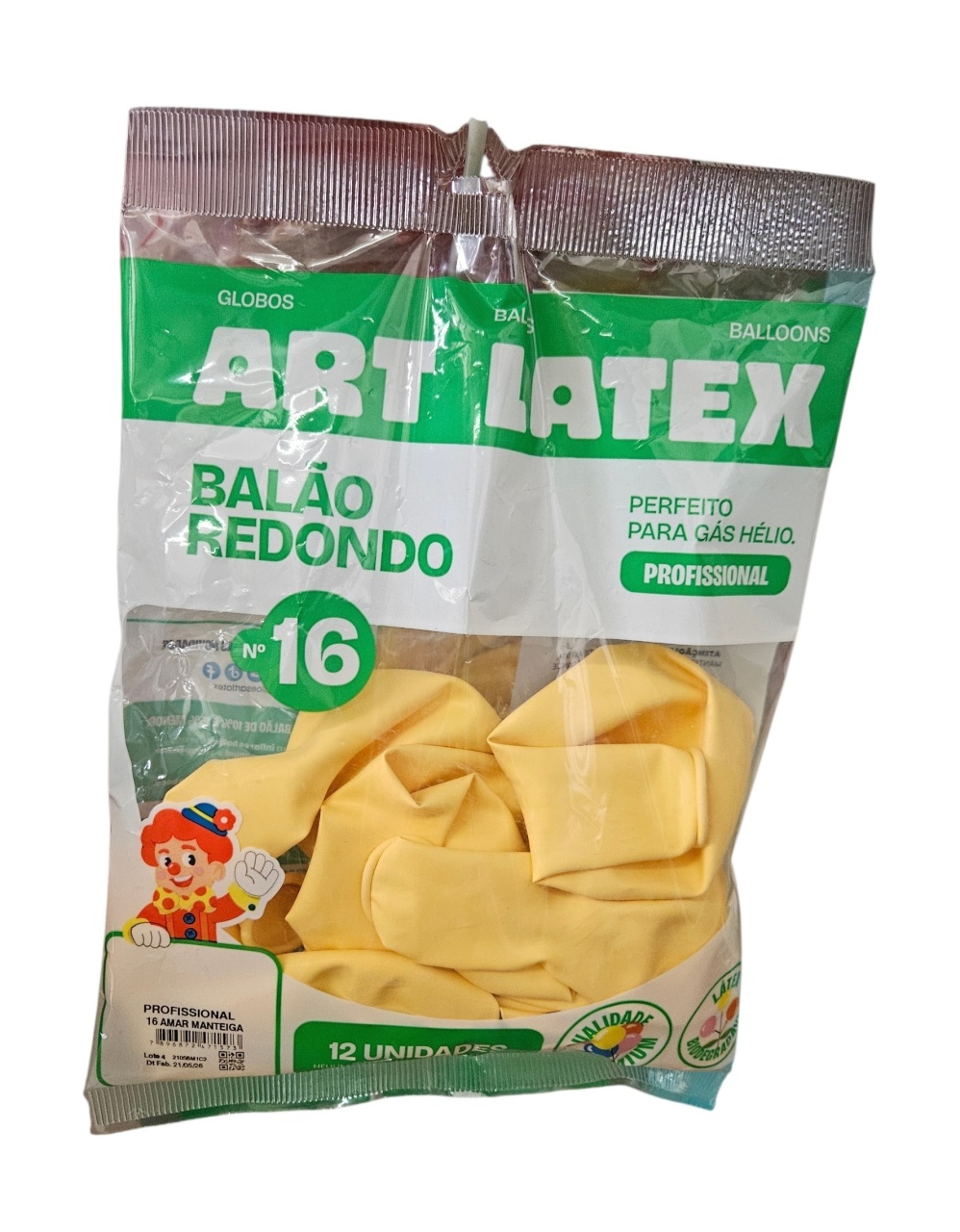 Balão Art-Latex 16" - Amarelo Manteiga Com 12 Unidades - DecorFest