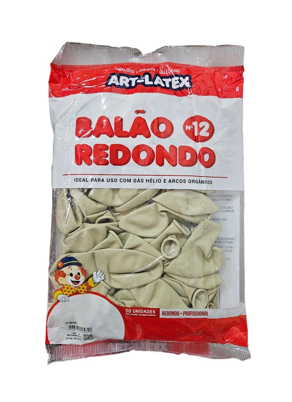 Balão Art-Latex 12" - Bege Com 50 Unidades - DecorFest