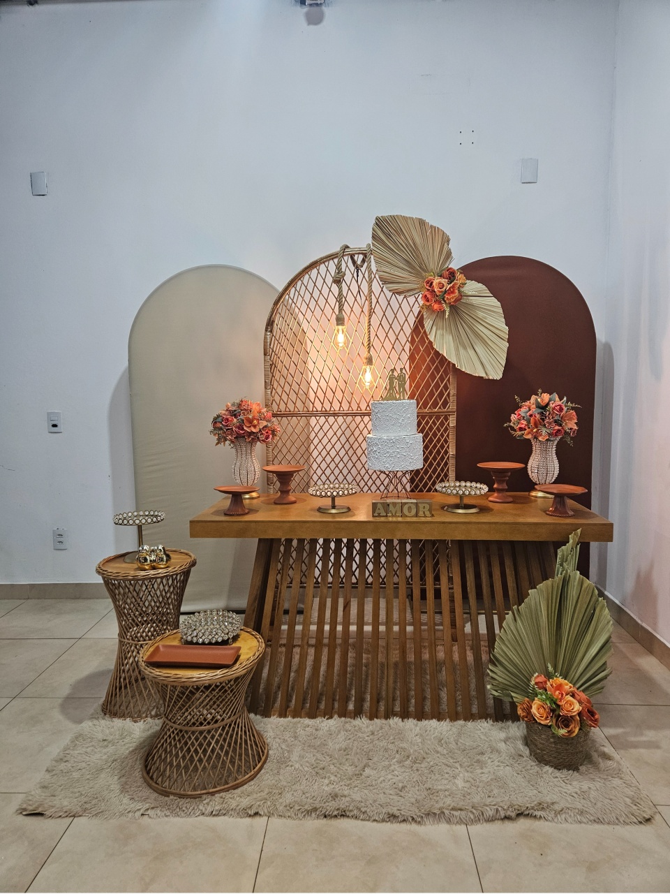 Kit Casamento/Noivado - Terracota E Vime 3 Painéis - DecorFest