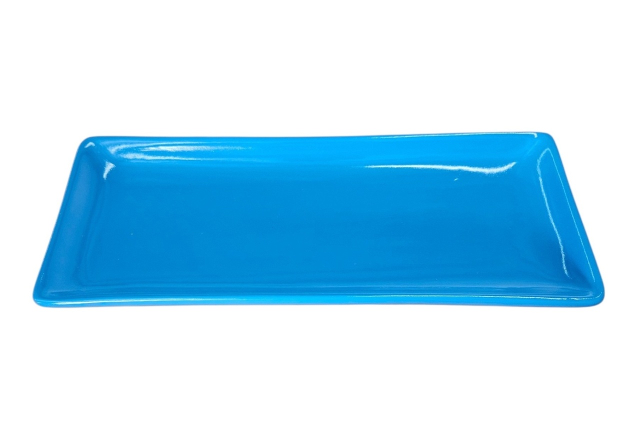 Prato Retangular Azul Turquesa - Louça - DecorFest
