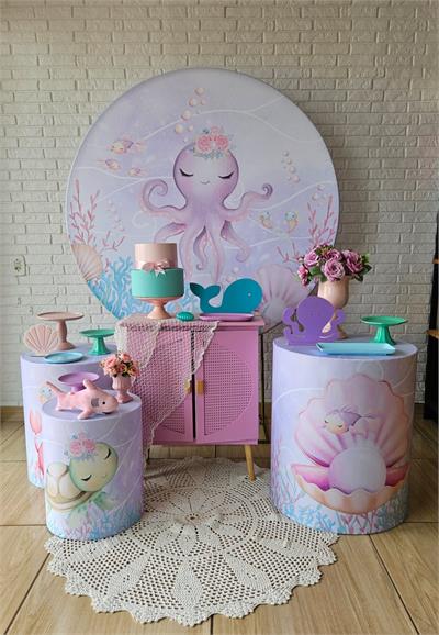 Kit Festa Facil M - Fundo Do Mar Menina - DecorFest