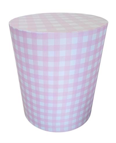 Capa de Mesa Cilindro G - Festa Junina Rosa - Xadrez Rosa - DecorFest