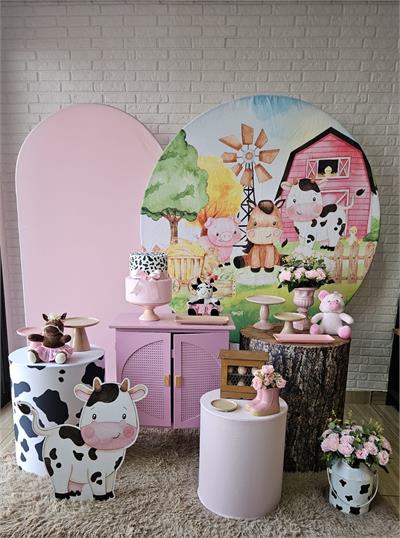 Kit Festa Facil G - Fazendinha Rosa - DecorFest