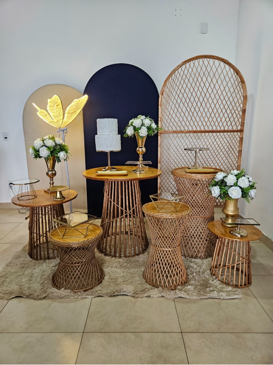 Kit Casamento/Noivado - Azul Marinho E Vime Com Borboleta - DecorFest