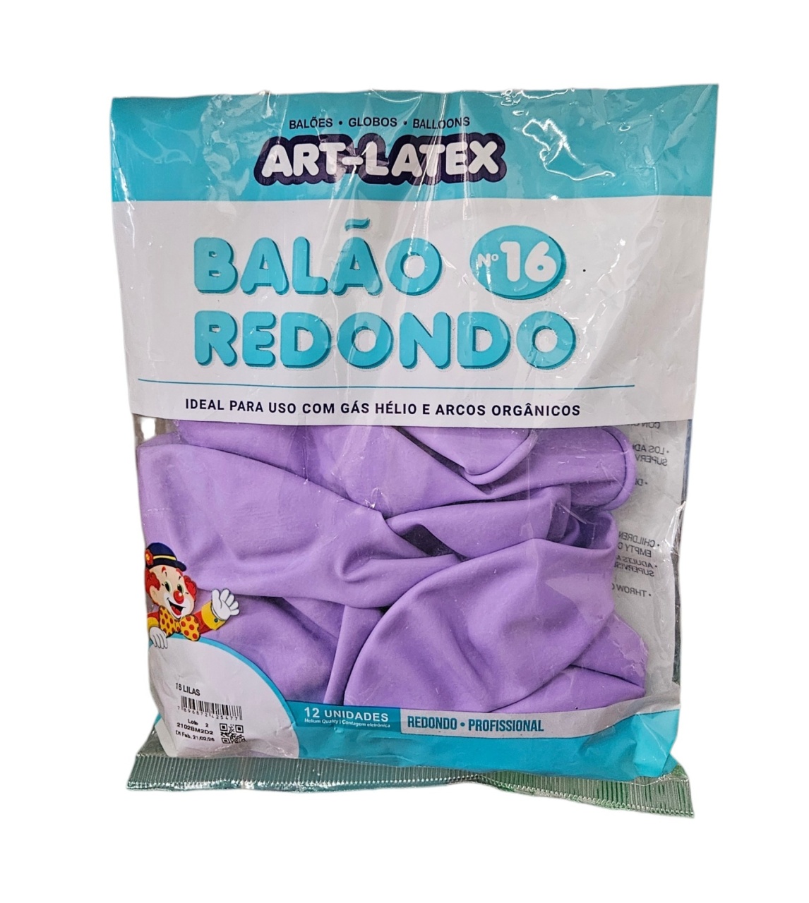 Balão Art-Latex 16" - Lilás Com 12 Unidades - DecorFest