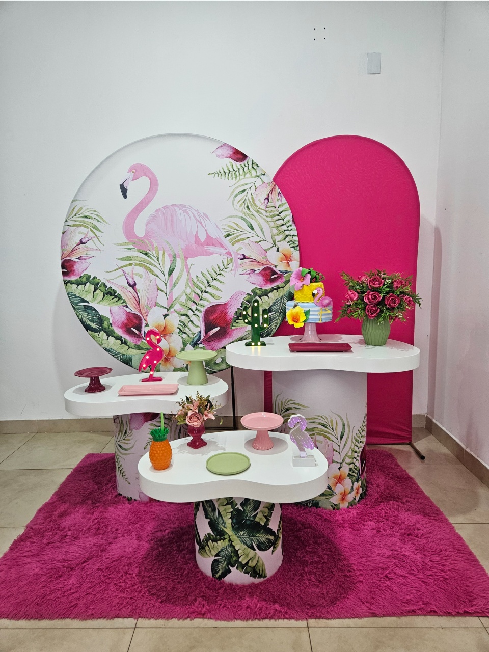 Kit Festa Facil M - Mesas Organicas - Flamingo  - DecorFest