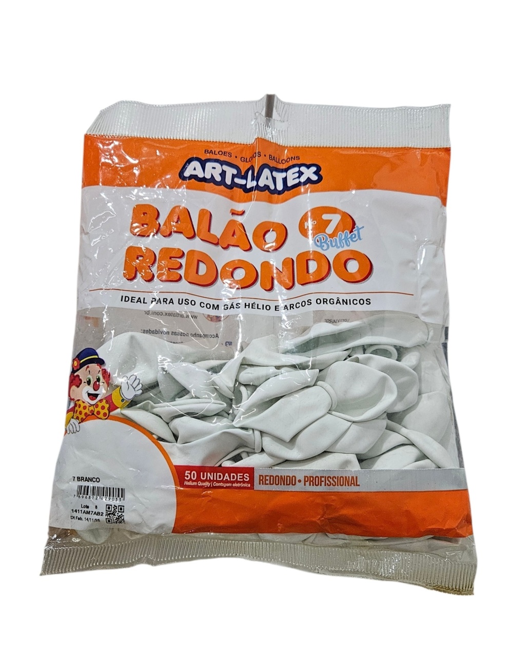 Balão Art-Latex 7" - Branco Com 50 Unidades - DecorFest