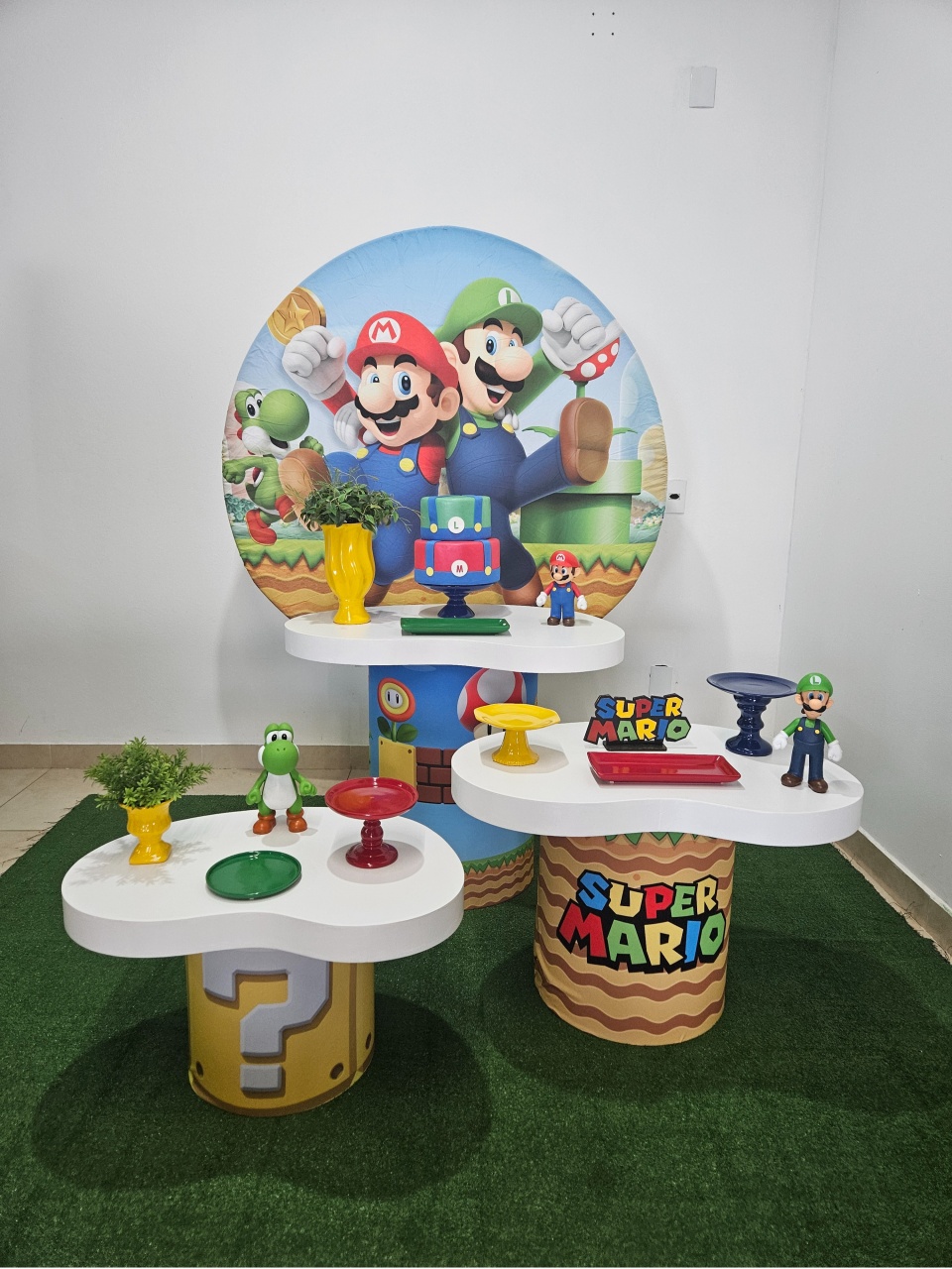 Kit Festa Facil P - Mesas Organicas - Super Mario - DecorFest