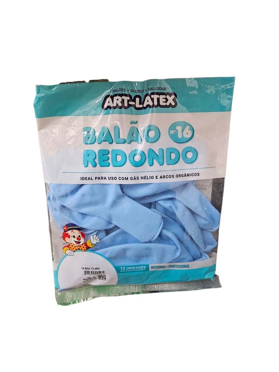 Balão Art-Latex 16" - Azul Claro Com 12 Unidades - DecorFest