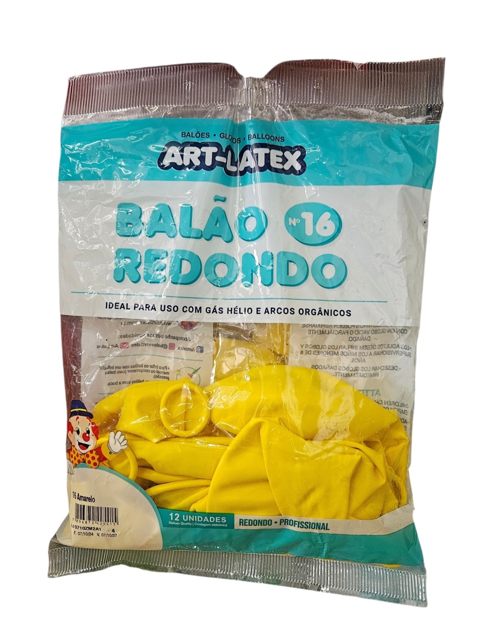 Balão Art-Latex 16" - Amarelo Com 12 Unidades - DecorFest