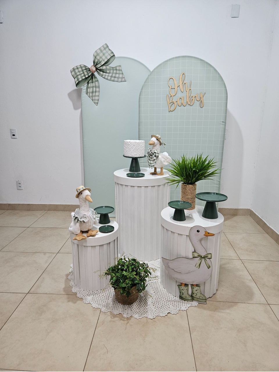 Kit Chá de Bebê M - Branco E Verde - DecorFest