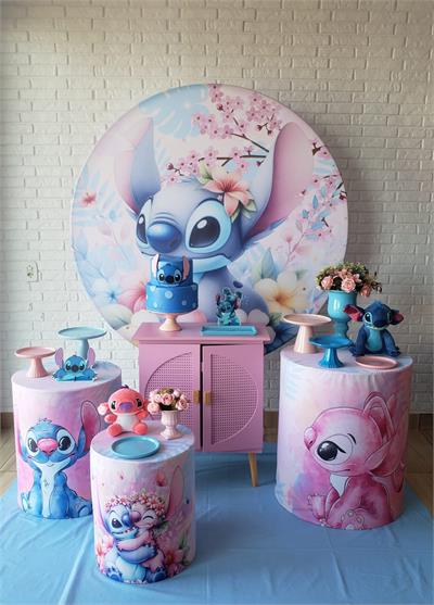 Kit Festa Facil M - Stitch Rosa - DecorFest
