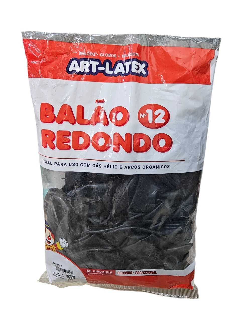 Balão Art-Latex 12" - Preto Com 50 Unidades - DecorFest