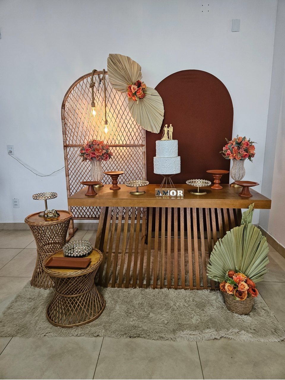 Kit Casamento/Noivado - Terracota E Vime 2 Painéis - DecorFest