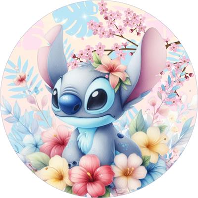 Painel Redondo Stitch Rosa - DecorFest