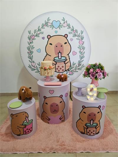Kit Festa Facil P - Capivara Rosa - DecorFest