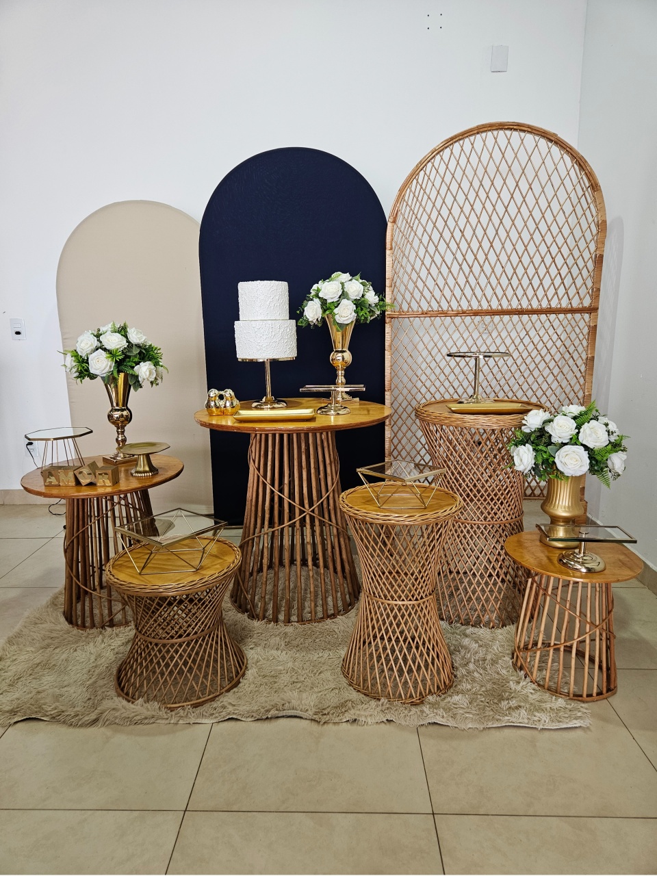 Kit Casamento/Noivado - Azul Marinho E Vime - DecorFest