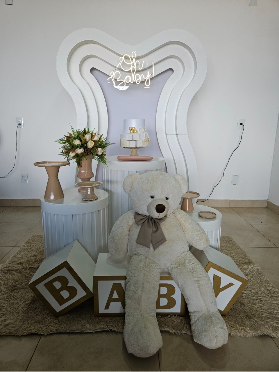 Kit Chá Revelação Painel 3D - Nude - DecorFest
