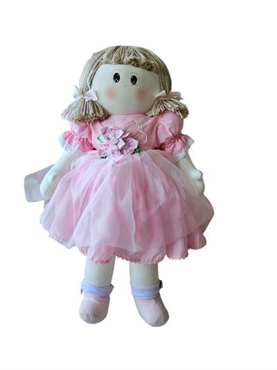 Boneca Tecido - Vestido Rosa - DecorFest