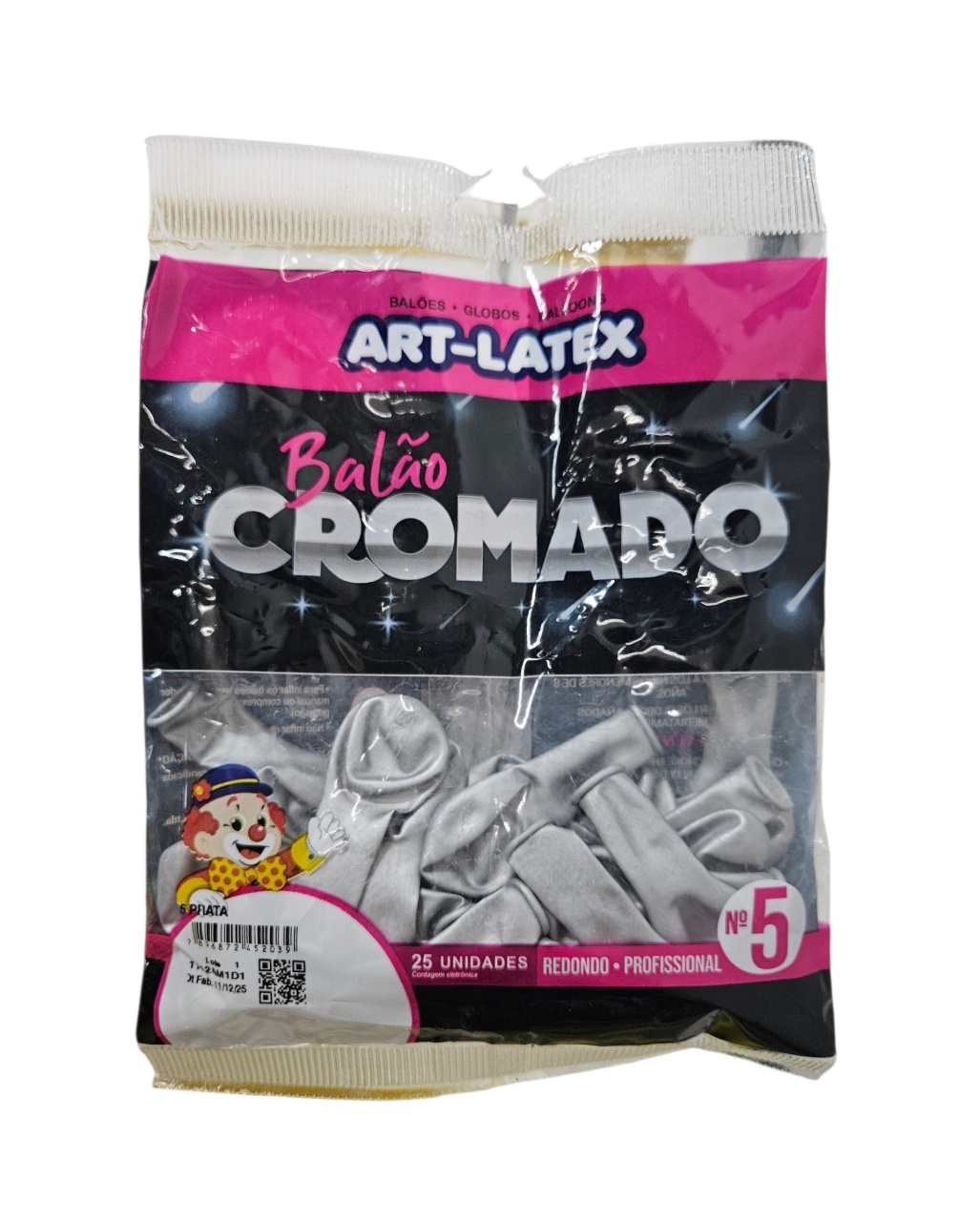 Balão Art-Latex 5" - Cromado Prata Com 25 Unidades - DecorFest