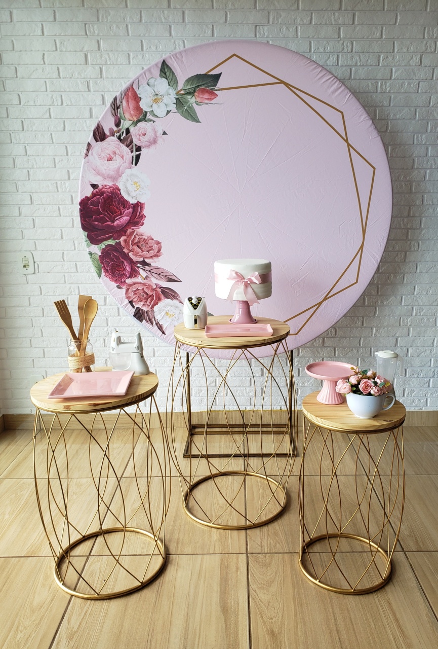 Kit Chá de Cozinha - Rosa - Flor Rosa - DecorFest