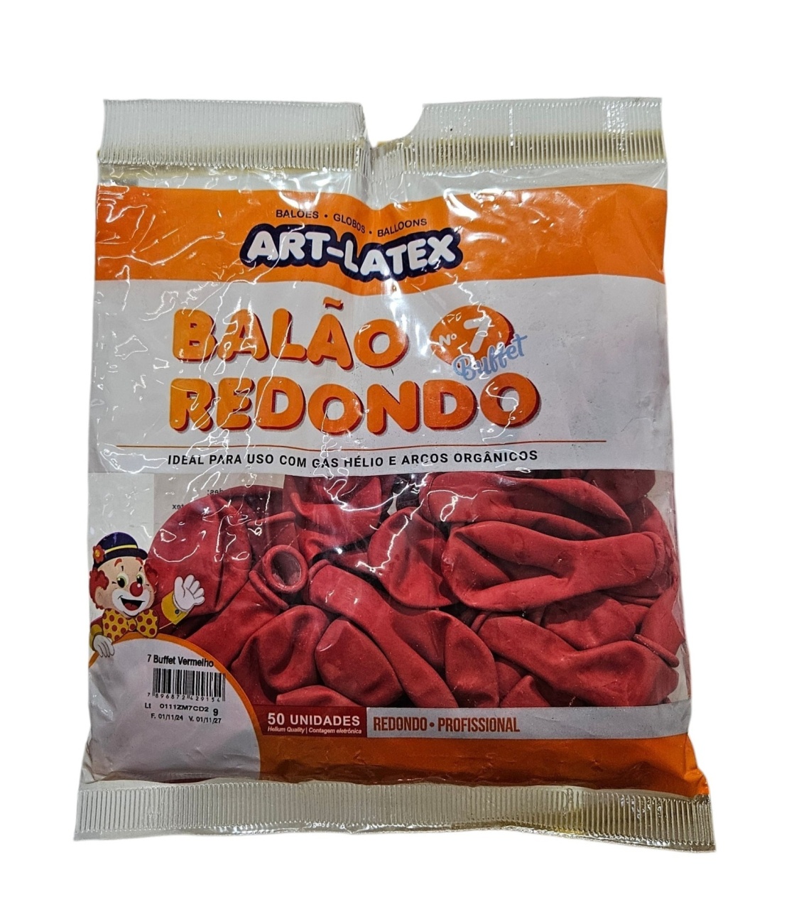 Balão Art-Latex 7" - Vermelho Com 50 Unidades - DecorFest