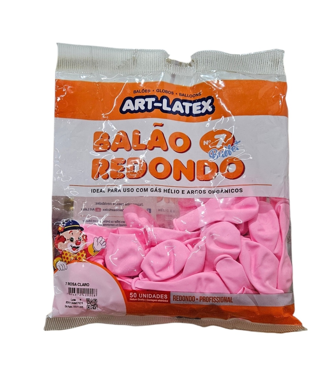 Balão Art-Latex 7" - Rosa Claro Com 50 Unidades - DecorFest