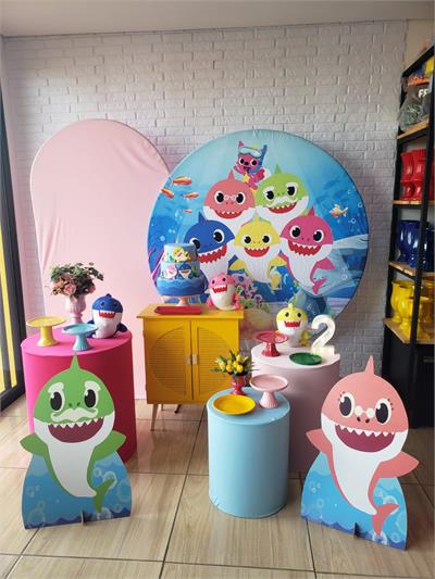 Kit Festa Facil G - Baby Shark Rosa - DecorFest