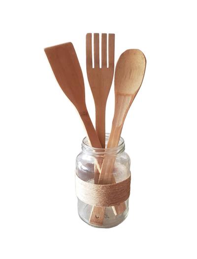 Vidro Com Talheres de Bambu - DecorFest